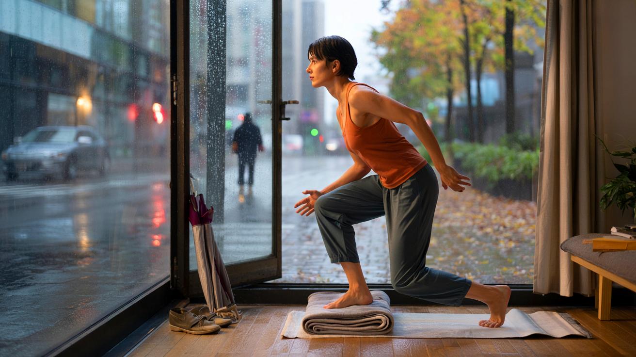 Voici la routine sport express 2025 qui améliore l&rsquo;équilibre en 5 minutes et rend la mobilité plus sûre quand les trottoirs sont humides