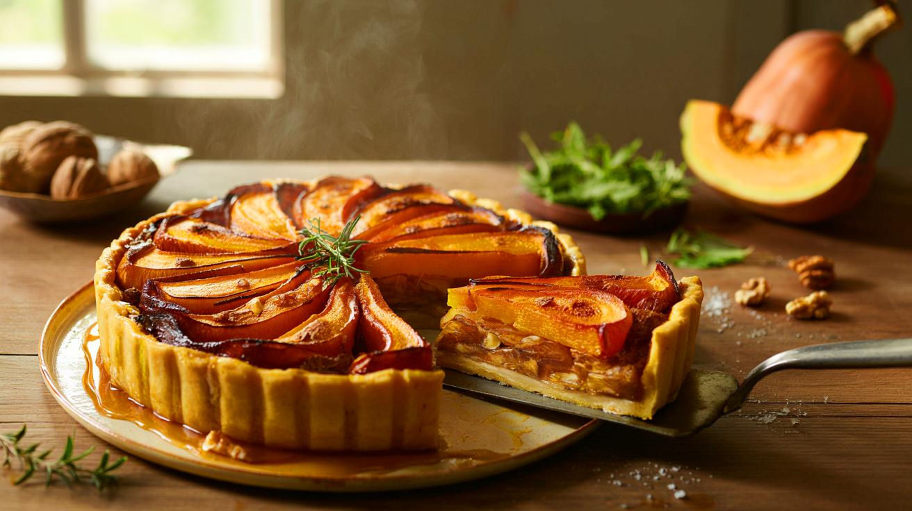 Voici la tarte Tatin de courges aux noix qui réchauffe novembre 2025, un twist salé qui intrigue dès la première bouchée