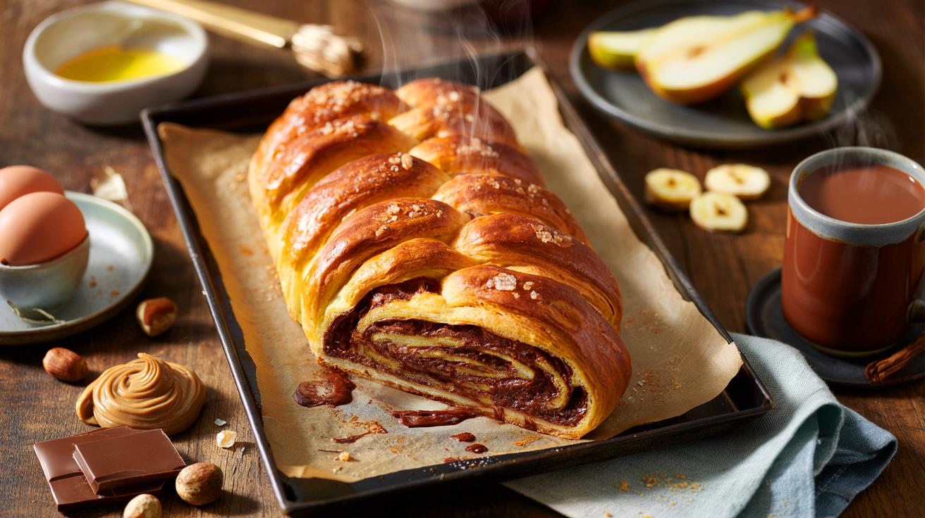 Voici la tresse feuilletée chocolat prête en 20 minutes qui réchauffe novembre 2025, le goûter simple et crousti-fondant que tout le monde réclame
