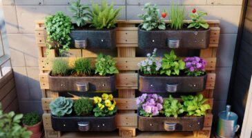 Voici l&rsquo;astuce jardin vertical de novembre 2025 pour créer une structure robuste avec palettes et bouteilles recyclées, pensée pour petits espaces
