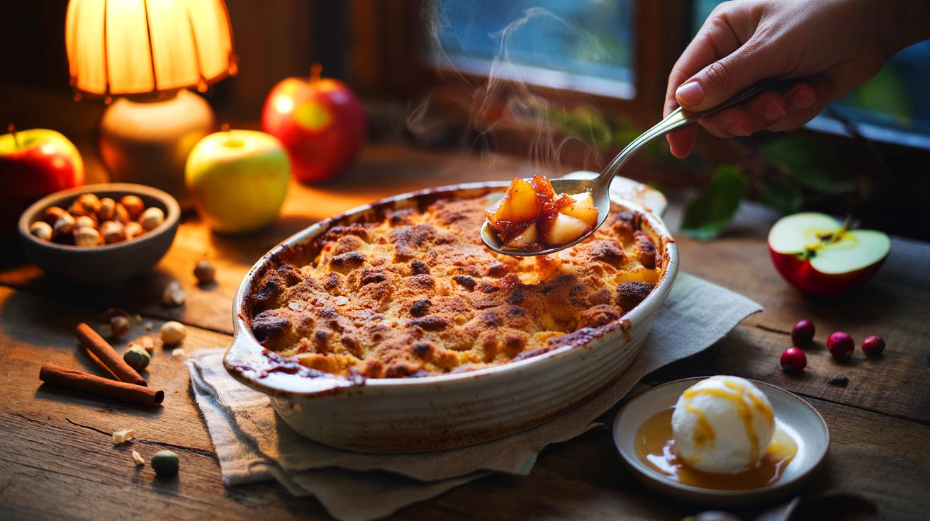 Voici le crumble pommes-noisettes en 25 minutes, croquant et doré, le dessert d&rsquo;automne parfait pour les soirées de novembre 2025