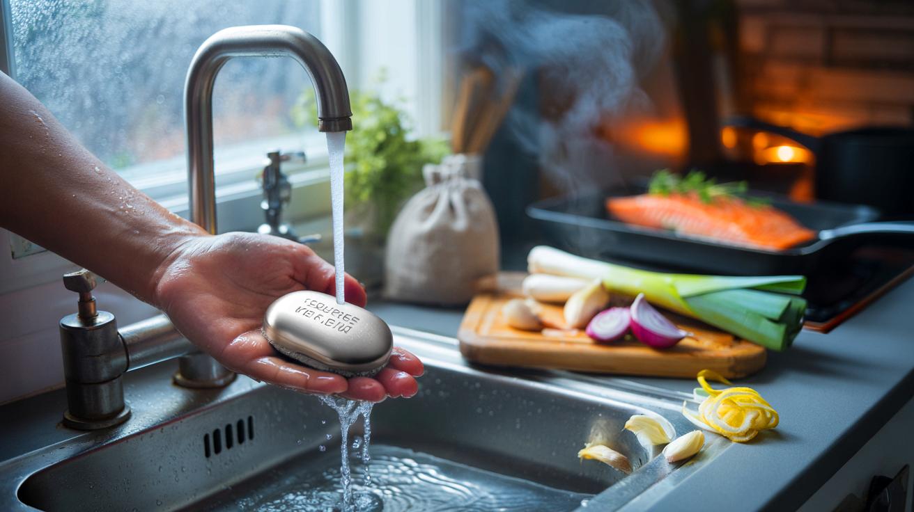 Voici le savon d&rsquo;acier qui efface l&rsquo;odeur du poisson et de l&rsquo;oignon, l&rsquo;accessoire de cuisine qui intrigue en hiver 2025