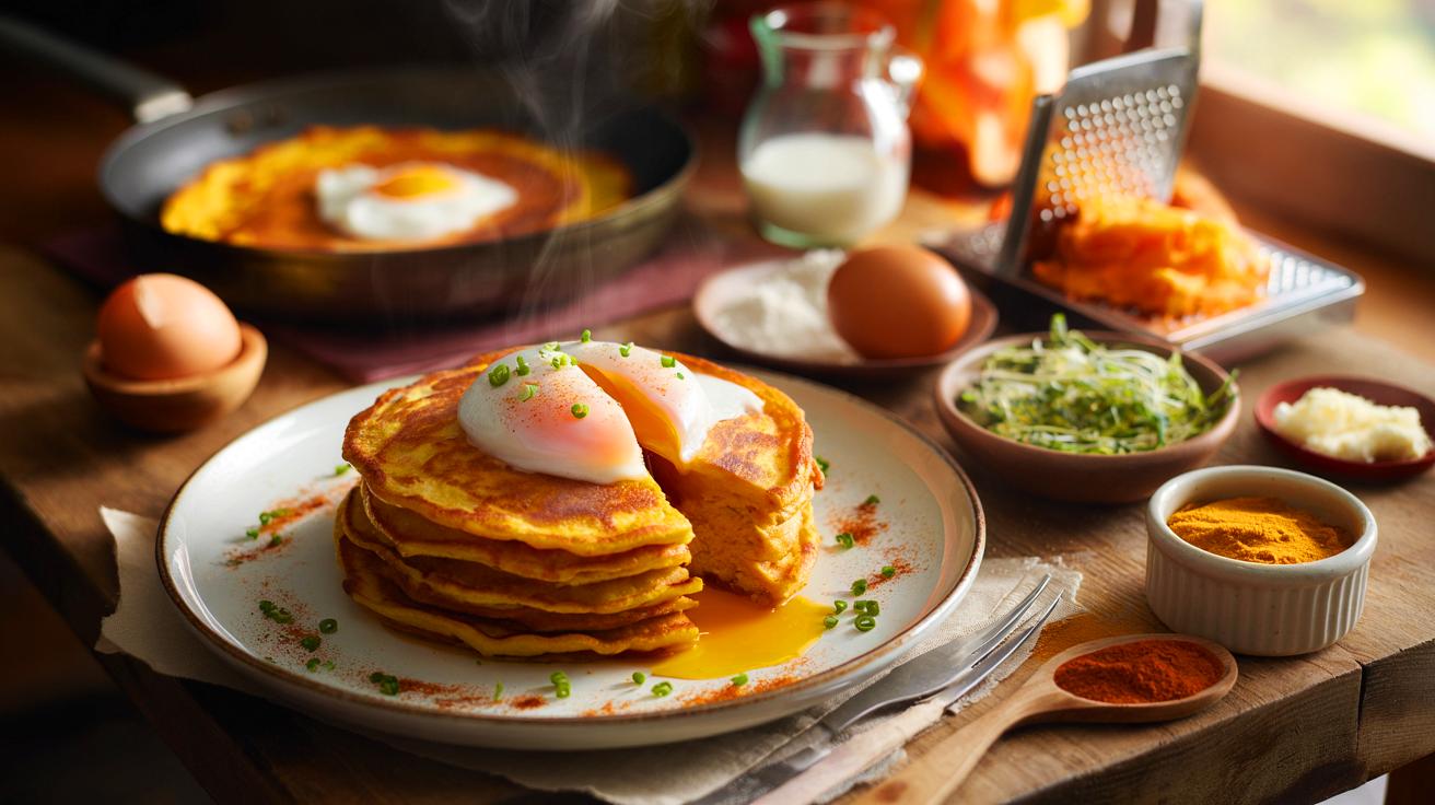 Voici les pancakes salés à la patate douce prêts en 20 minutes qui réchauffent l’automne 2025, et l’astuce qui les rend vraiment moelleux