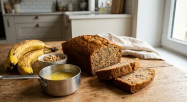 Avant de jeter vos bananes trop mûres, testez ce cake au beurre doré et aux noix : zéro gaspi, maximum plaisir