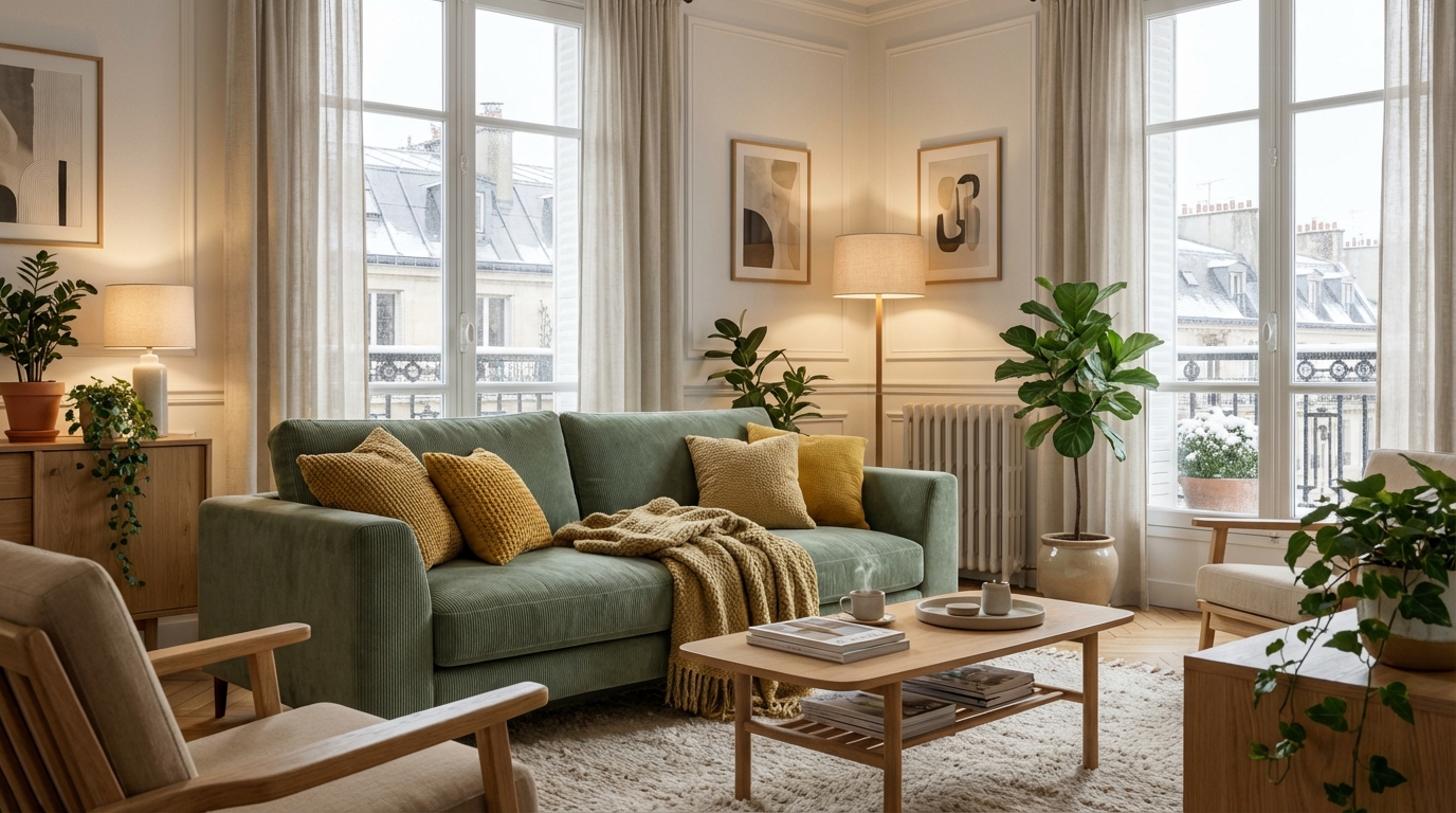 Canapé : en 2026, cette couleur en velours côtelé détrône le beige bouclette et change tout dans le salon