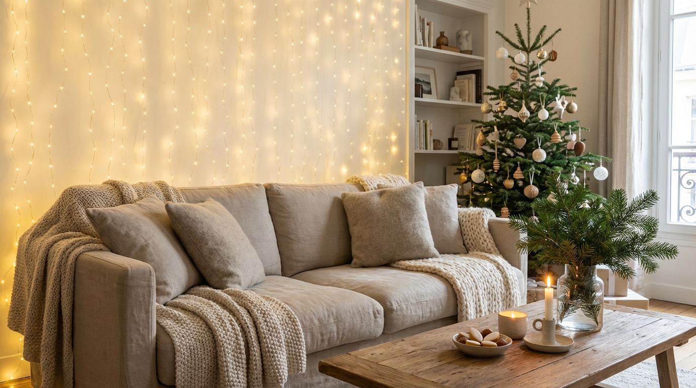 Ce rideau lumineux à 22 € chez La Foir&rsquo;fouille change tout dans le salon pour les fêtes, même si la pièce est petite