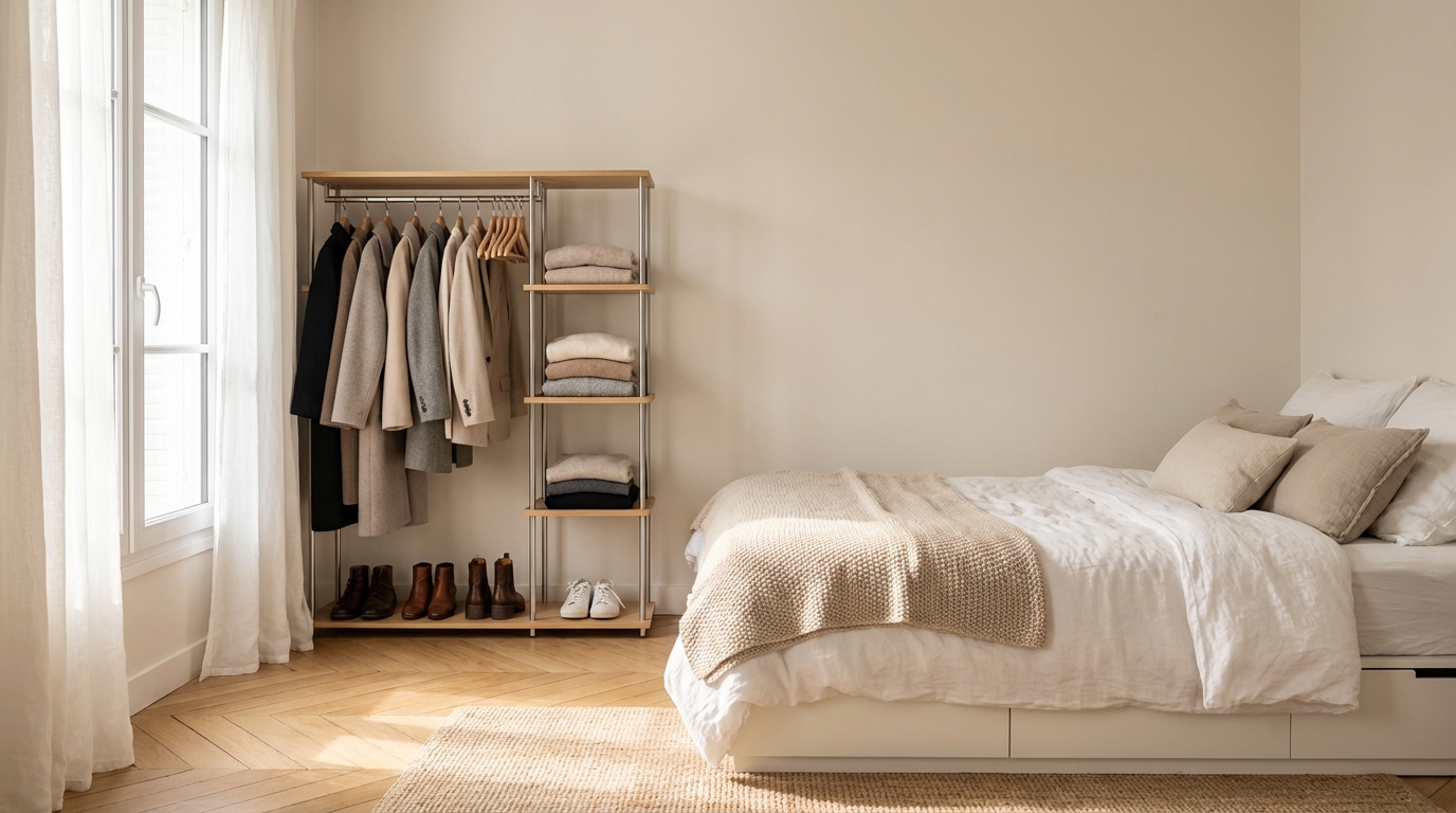 Chambre qui rétrécit, vêtements introuvables cet hiver : ce système malin remplace le dressing fermé en France