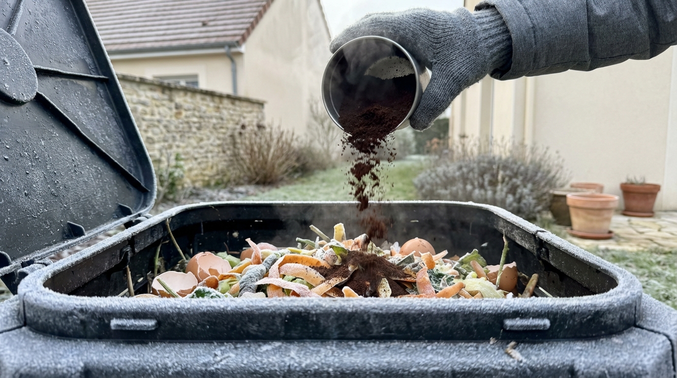 Compost gelé tout l&rsquo;hiver : ce déchet du petit-déjeuner que vous jetez peut tout changer en quelques jours