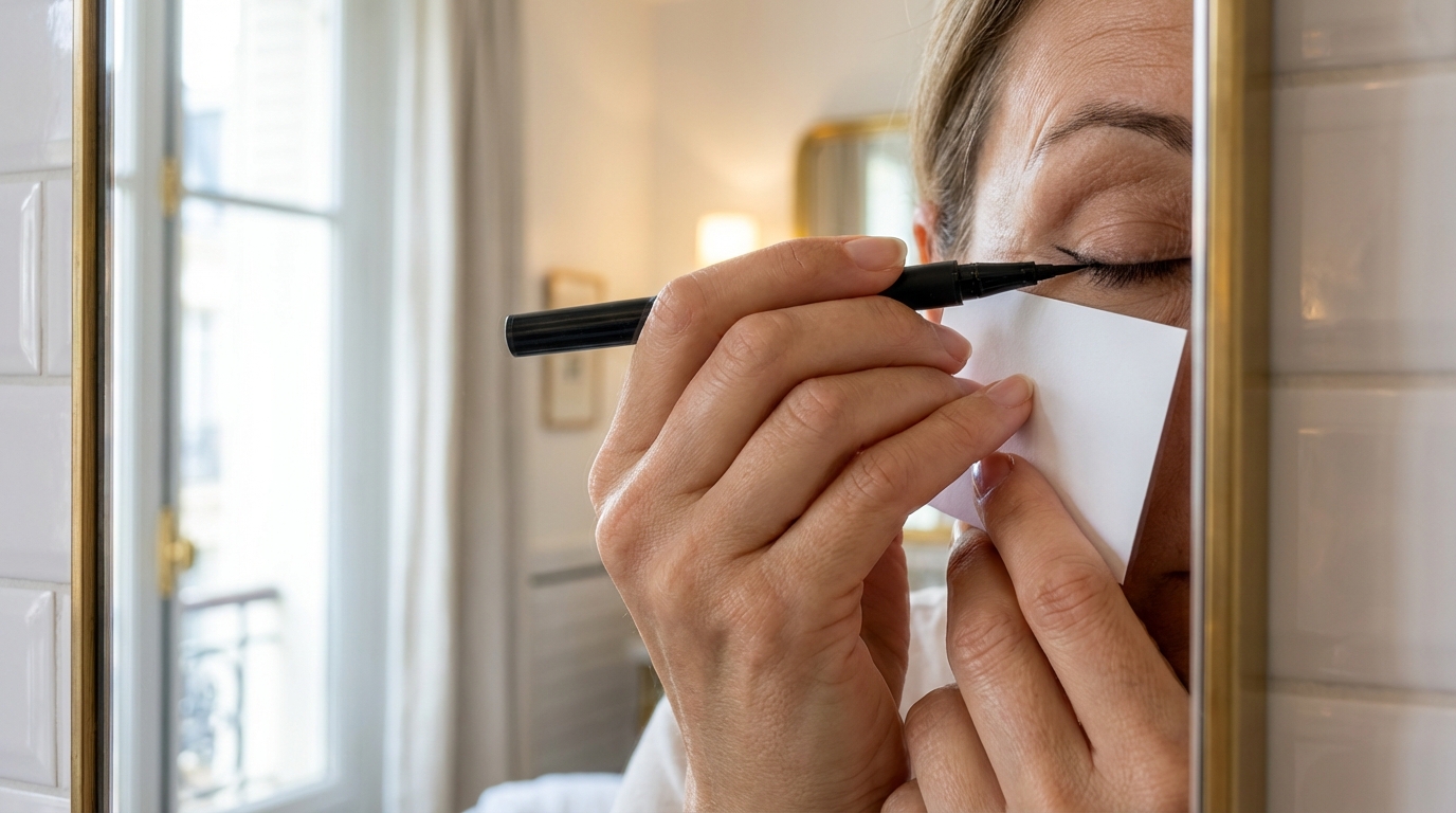 Eye-liner : si votre trait est raté, même sur paupières tombantes, arrêtez d&rsquo;ignorer cette astuce avec une carte