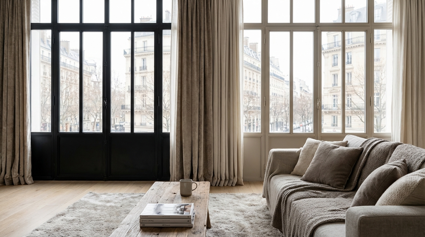 Fenêtres noires façon industriel : ce coloris doux va les détrôner en 2026 et vous évitera un salon glacé tout l&rsquo;hiver