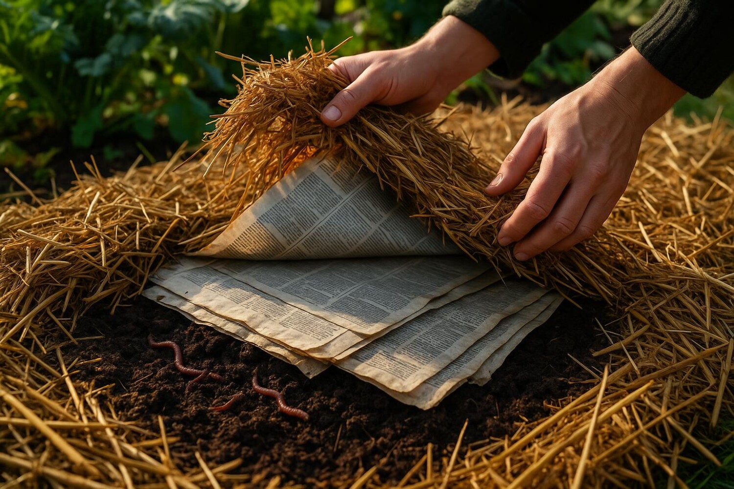 Jardin sec : ne jetez plus ce déchet de papier, sous le paillage il métamorphose le sol en une nuit