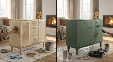 Meuble en mélaminé qui fait tache au salon : cette astuce méconnue le transforme sans poncer ni tout démonter