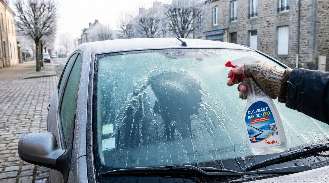 Moins de 2 € chez Action : ce spray auto fait fondre le givre en un éclair et va changer vos matins d&rsquo;hiver