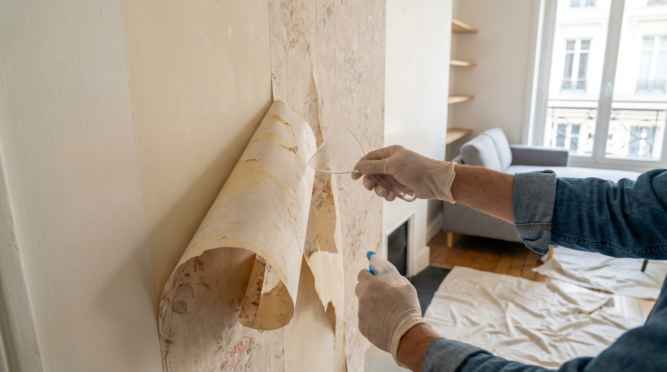 Papier peint : ce mélange simple que les pros utilisent pour l’enlever sans abîmer vos murs ni laisser de traces