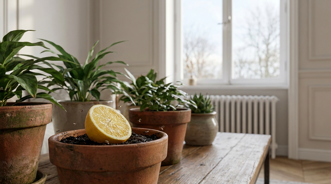 Plantes d’intérieur envahies de moucherons en hiver : ce simple agrume posé sur le terreau calme tout