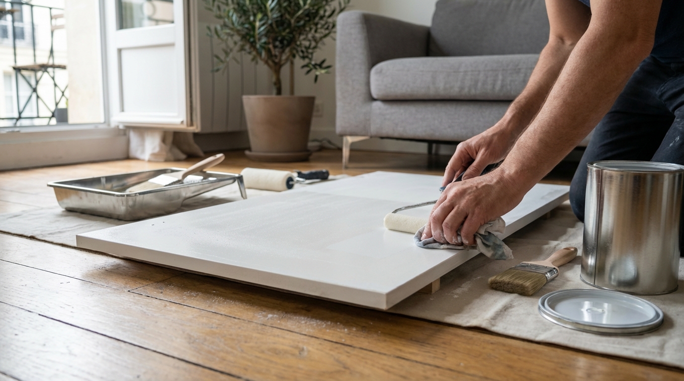 Repeindre un meuble mélaminé sans poncer : cette préparation méconnue évite que la peinture ne s&rsquo;écaille