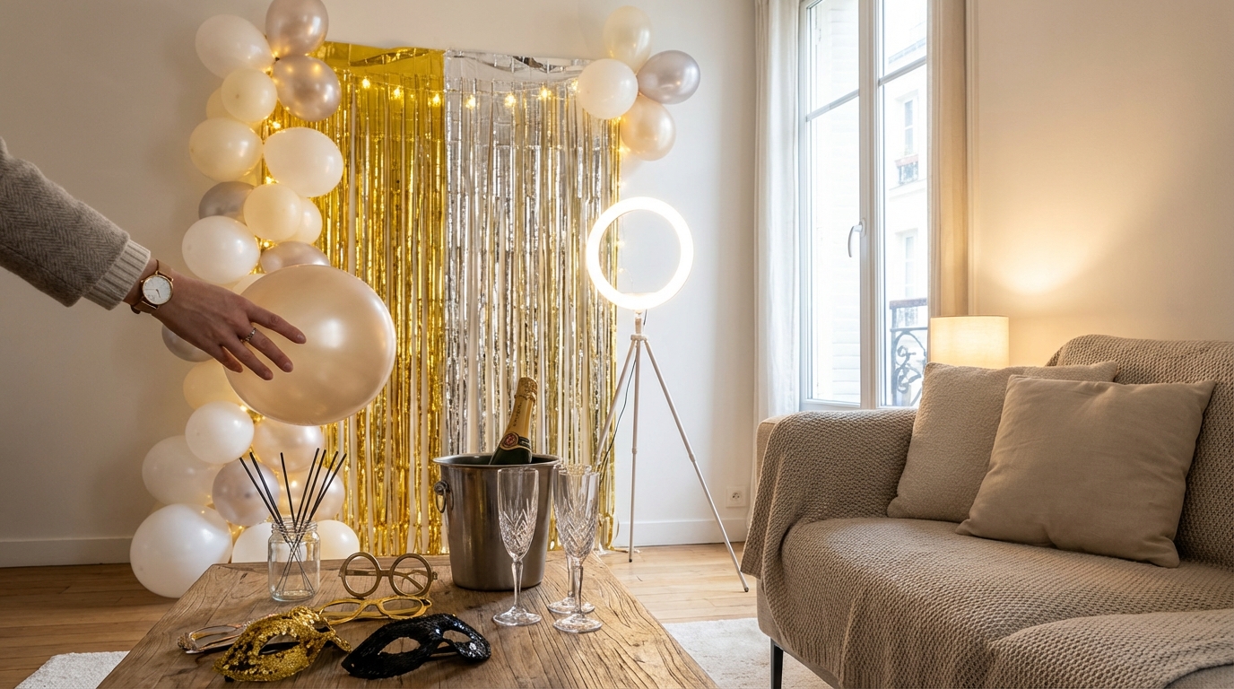 Réveillon du 31 : ce coin photo maison va épater vos invités, sans borne ni matériel pro et avec trois astuces simples
