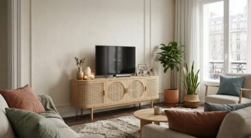 Salon d’hiver : ce meuble TV en bois et cannage à prix cassé métamorphose votre coin télé, mais il faut se dépêcher