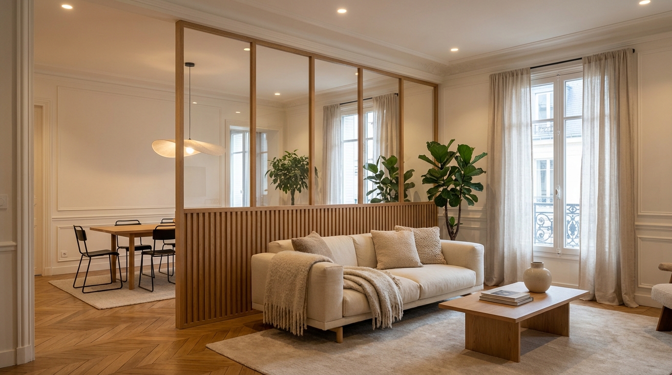 Stop aux pièces XXL : cette séparation mi-hauteur évite l&rsquo;erreur qui gâche votre salon cet hiver