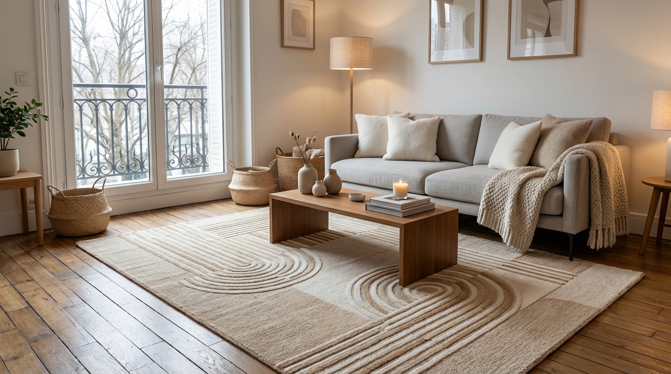 Alinéa : ce grand tapis graphique à 62 € qui métamorphose le salon fait craquer tous les chasseurs de bonnes affaires