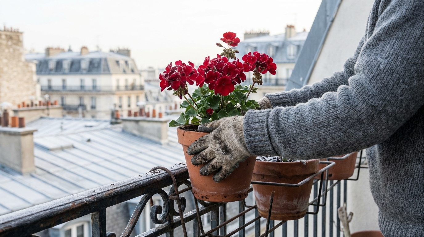 En hiver, vos géraniums pourrissent en silence : ce geste de 30 minutes par semaine les sauve