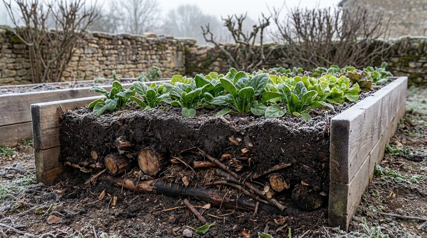 Ils cachent un matériau surprenant sous leurs légumes : cette astuce méconnue change tout au potager d’hiver