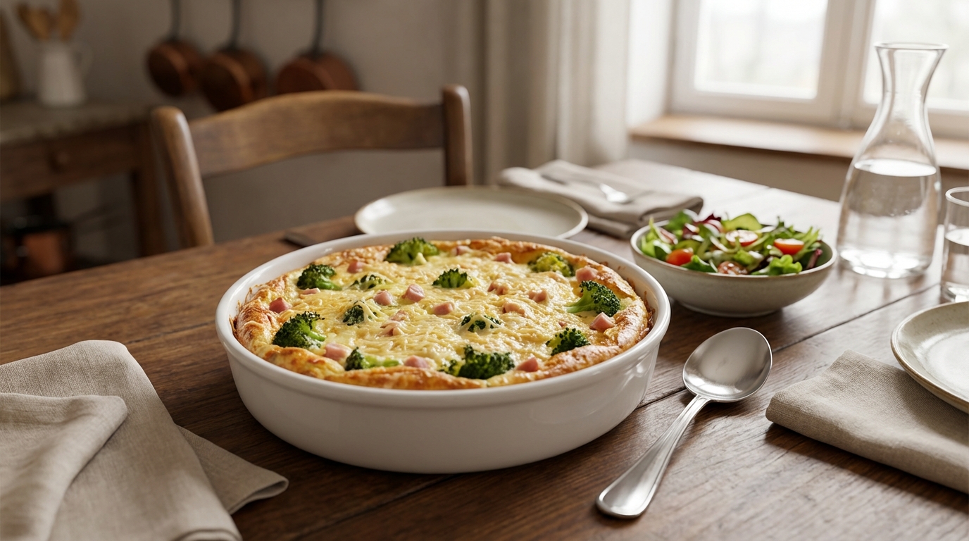 L’alliance brocoli jambon qu’il vous faut : ce clafoutis doré prêt en 10 minutes va détrôner votre gratin
