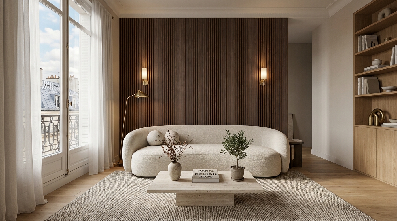 Ne refaites pas tout votre salon avant d&rsquo;avoir vu ce mur boisé 2026 : posé en un jour, il donne un effet hôtel de luxe