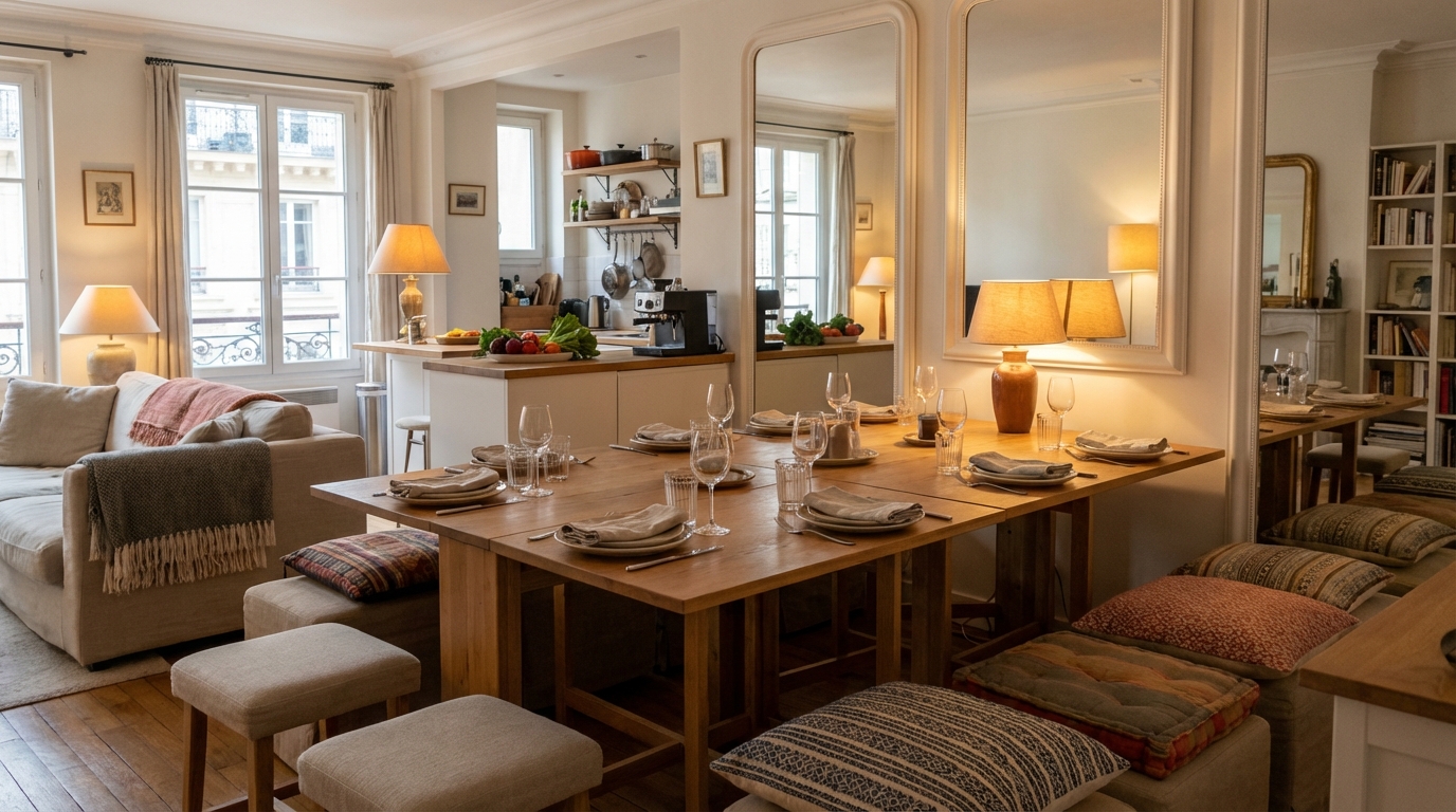 Petit appart : ces gestes malins qui transforment 30 m² en grande tablée, arrêtez de renoncer aux soirées