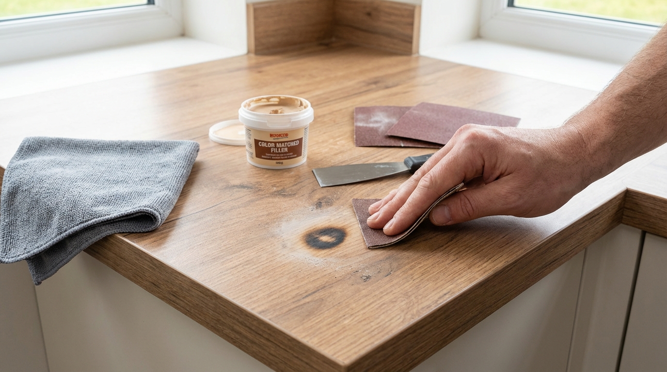 Plan de travail stratifié brûlé : ne remplacez rien avant d’avoir tenté cette méthode qui efface la trace