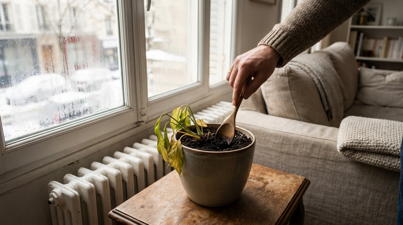 Plantes d&rsquo;intérieur aux feuilles jaunes : ce simple ustensile en bois de votre cuisine peut encore sauver vos plantes