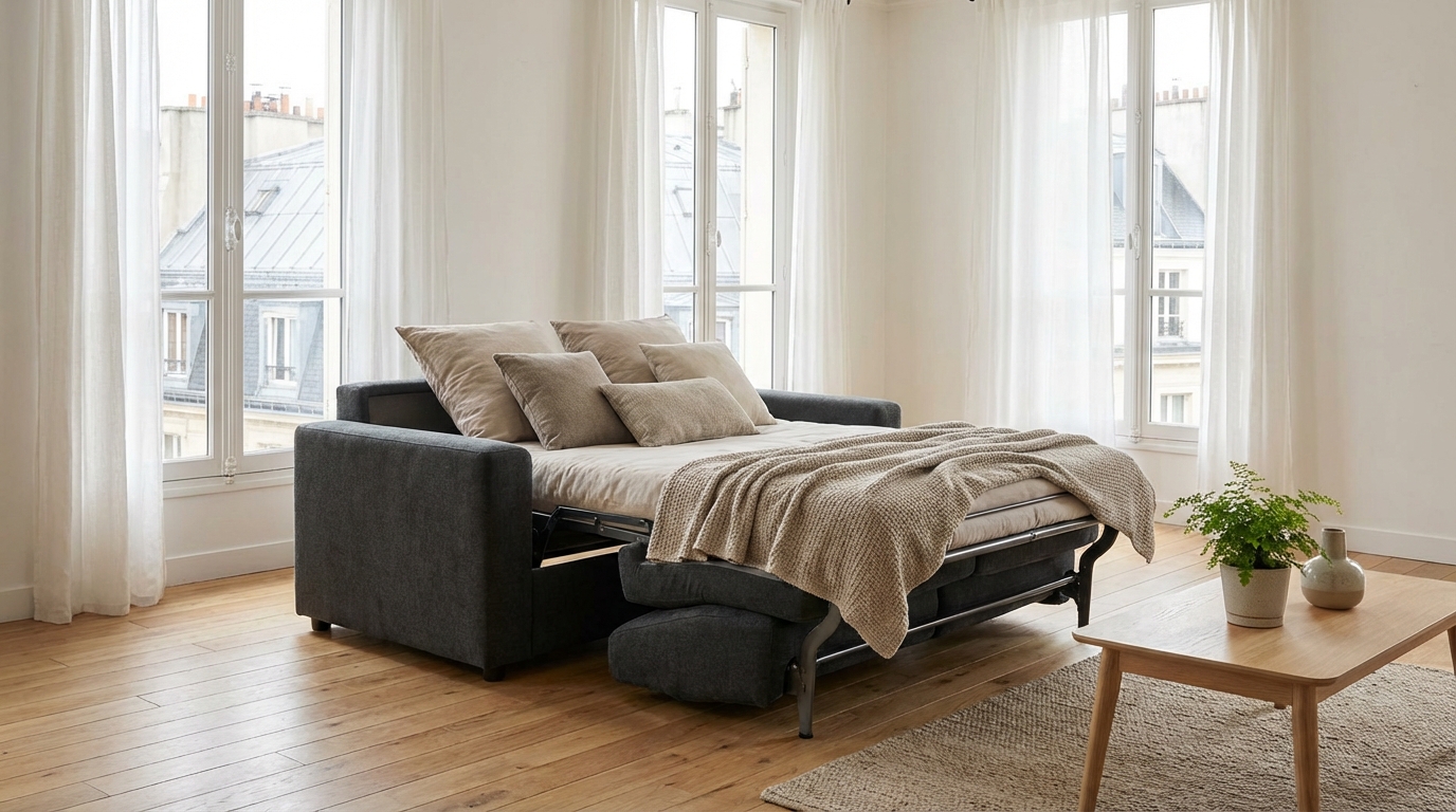 Salon : ce convertible en tissu chenillé à 799 € chez But va faire oublier votre clic-clac, à saisir vite