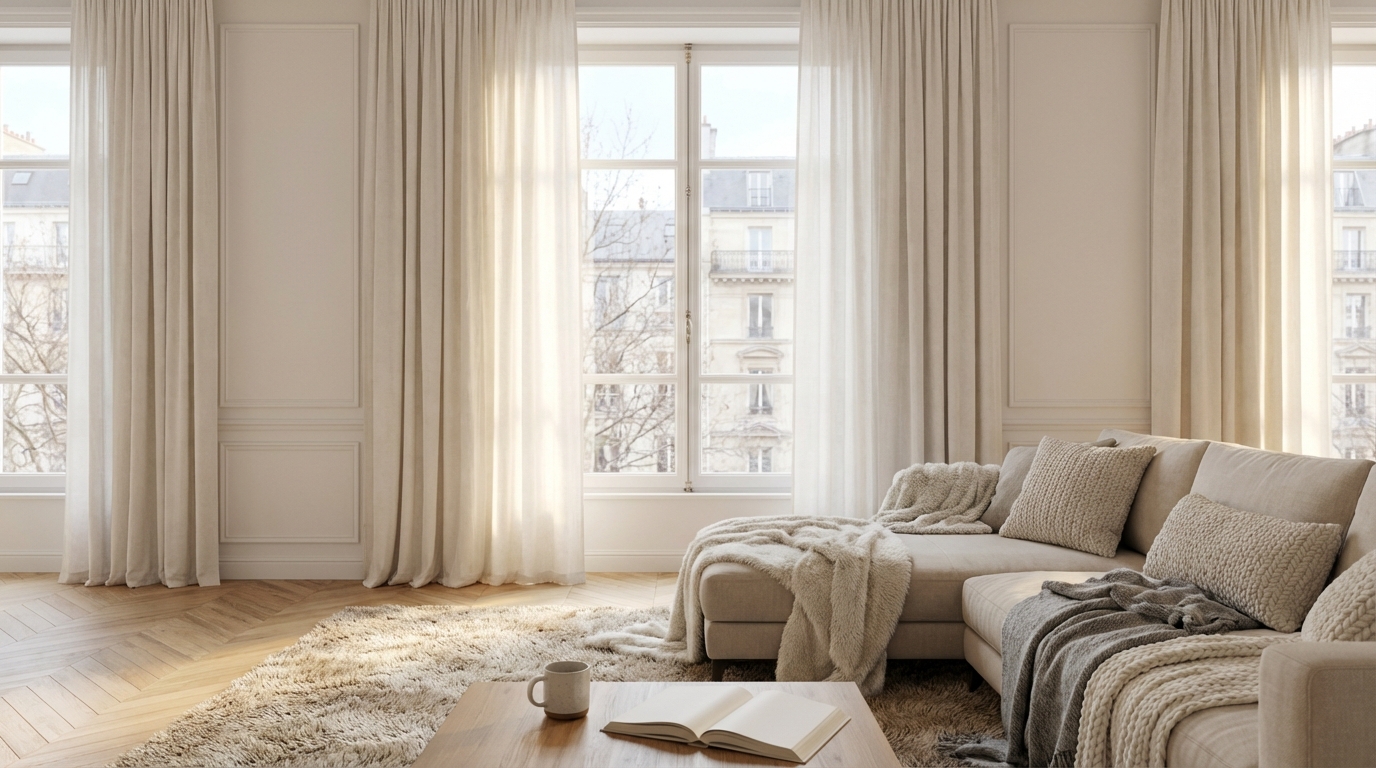 Salon écrasé, lumière triste : cette longueur de rideaux que presque tout le monde ignore agrandit vraiment la pièce