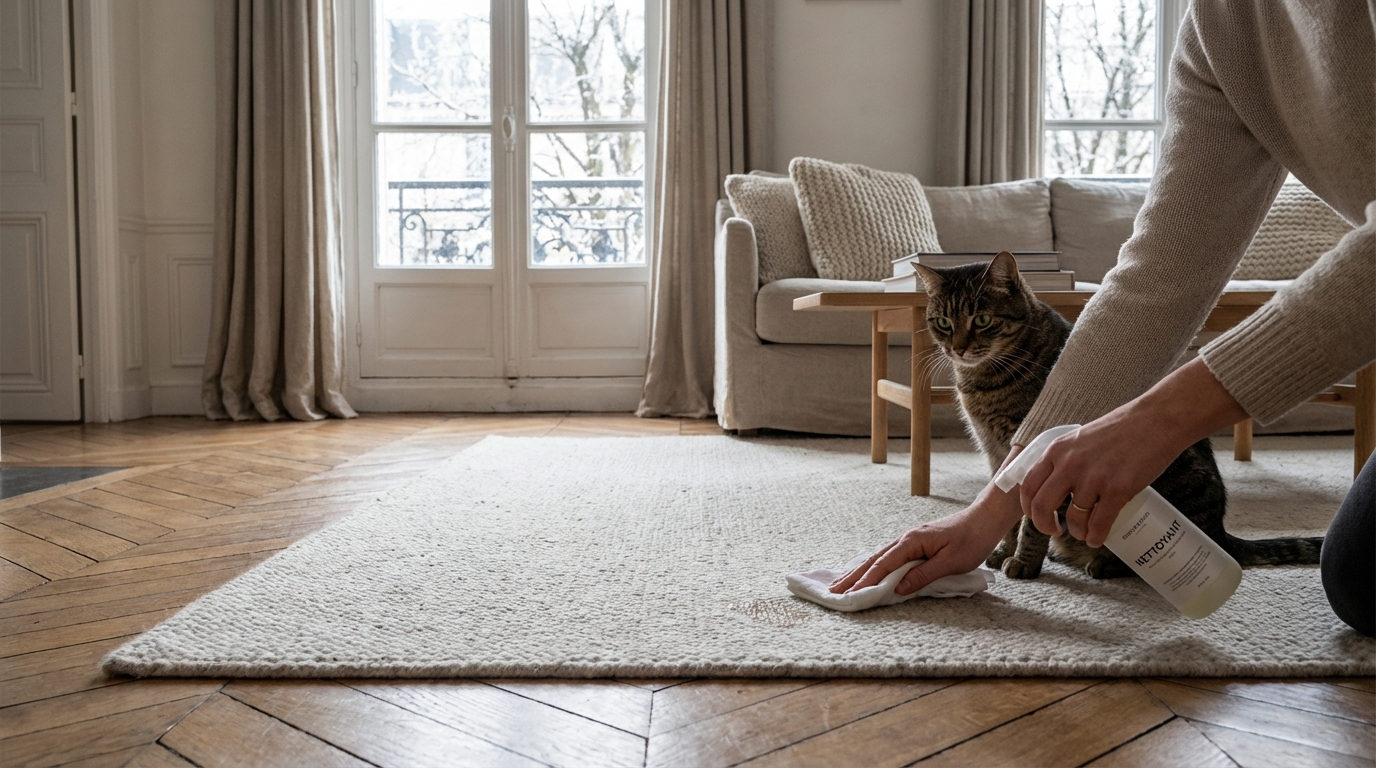 Urine de chat : cette erreur avec la Javel entretient l’odeur, ce duo d’ingrédients de cuisine l’efface