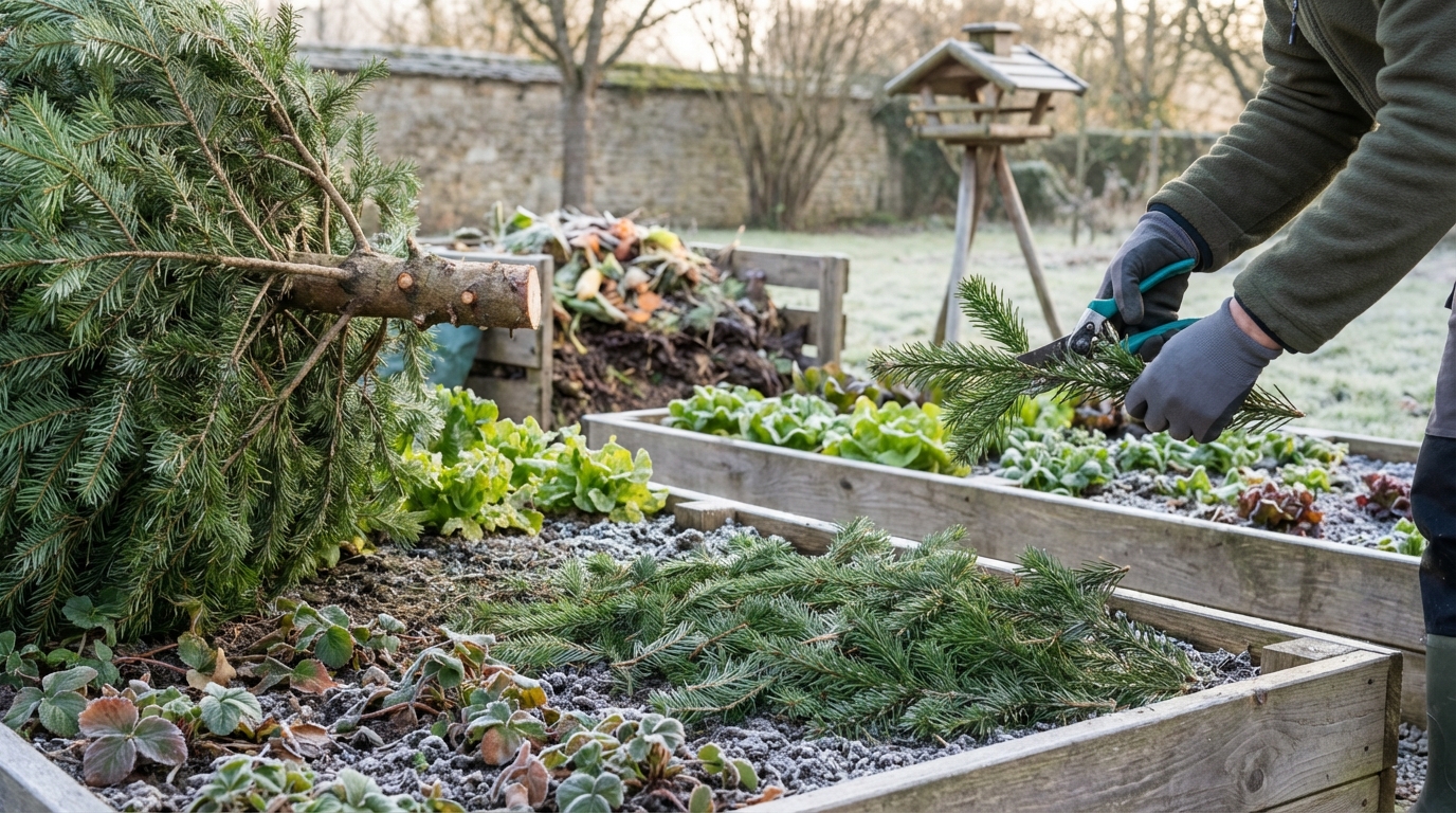 Vous alliez le jeter : ce sapin de Noël peut en fait devenir l&rsquo;allié inattendu de votre potager cet hiver