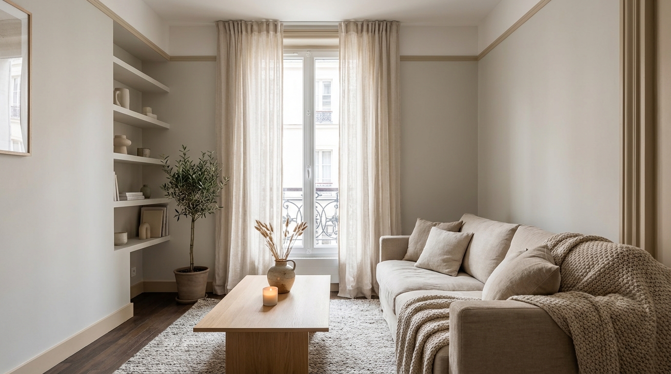 Vous peignez vos petits salons en blanc ? cette couleur méconnue agrandit bien plus l&rsquo;espace, même en hiver