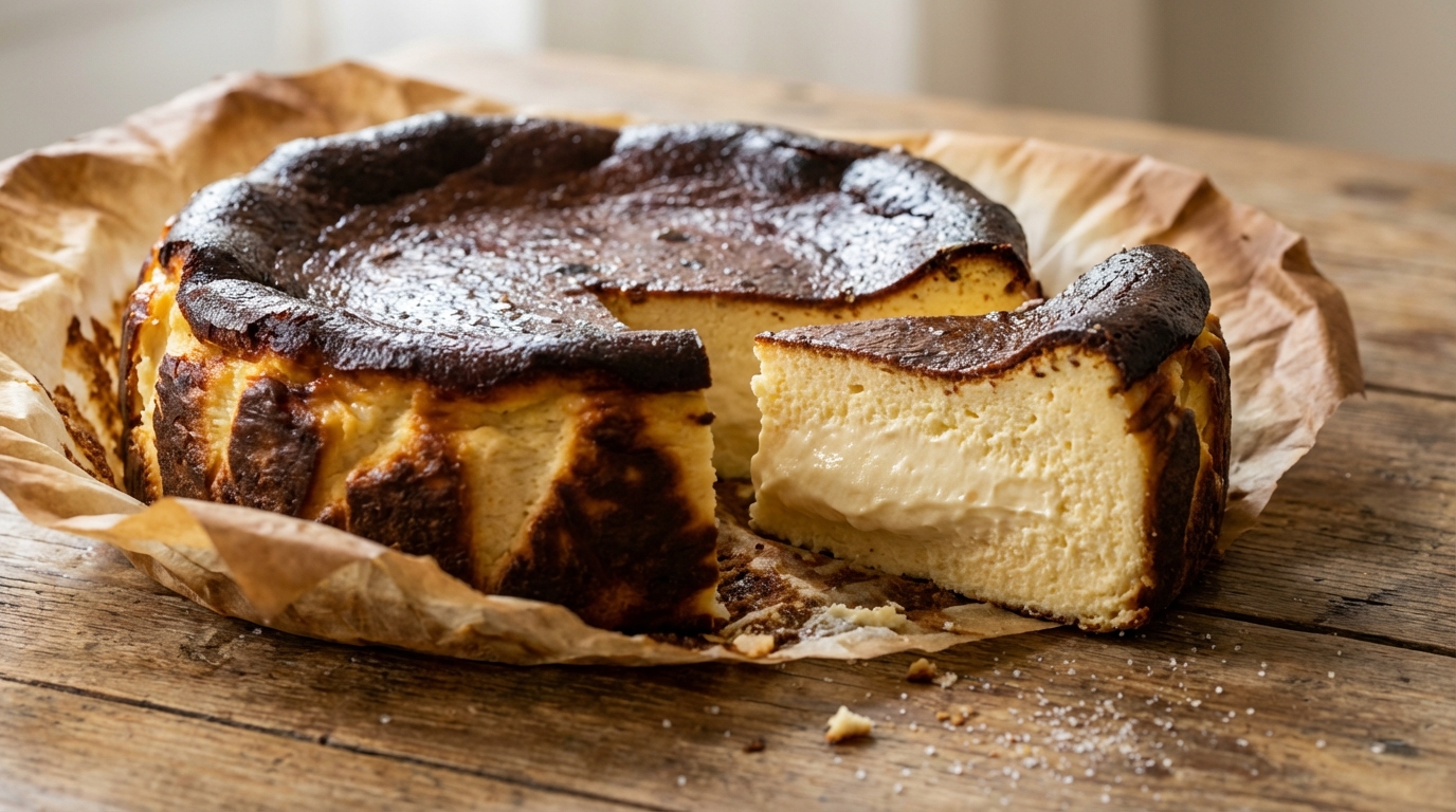 Bords caramélisés, cœur ultra fondant : ce cheesecake basque à 5 ingrédients va chambouler vos goûters