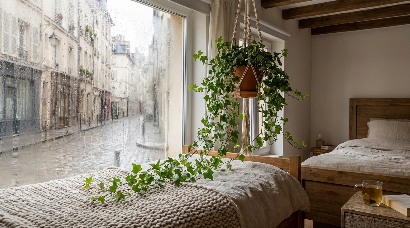 Buée, draps collants, gorge irritée : cette plante grimpante absorbe l’humidité de votre chambre sans bruit