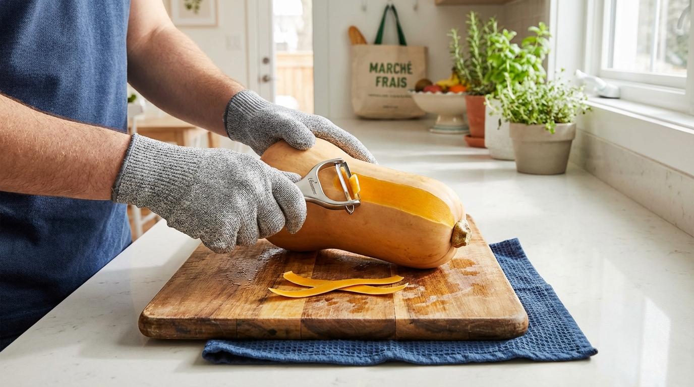 Butternut : cette erreur avec le couteau et la planche fait exploser le risque de blessure sans que vous le voyiez