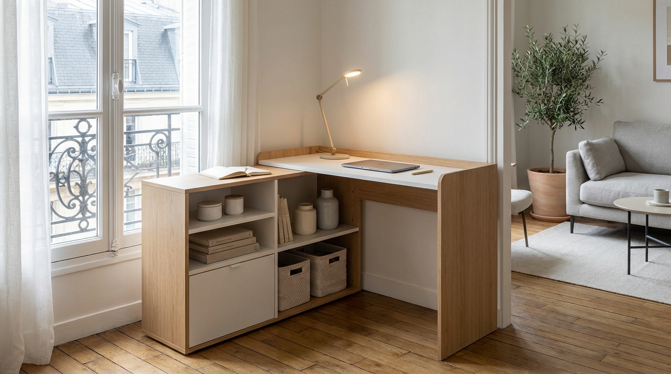 Ce bureau en chêne JYSK à 115 € transforme les petits salons… mais il ne restera pas à ce prix