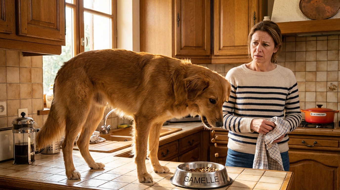 Ce geste banal en mangeant que fait votre chien cache souvent une douleur silencieuse et un danger pour son cœur