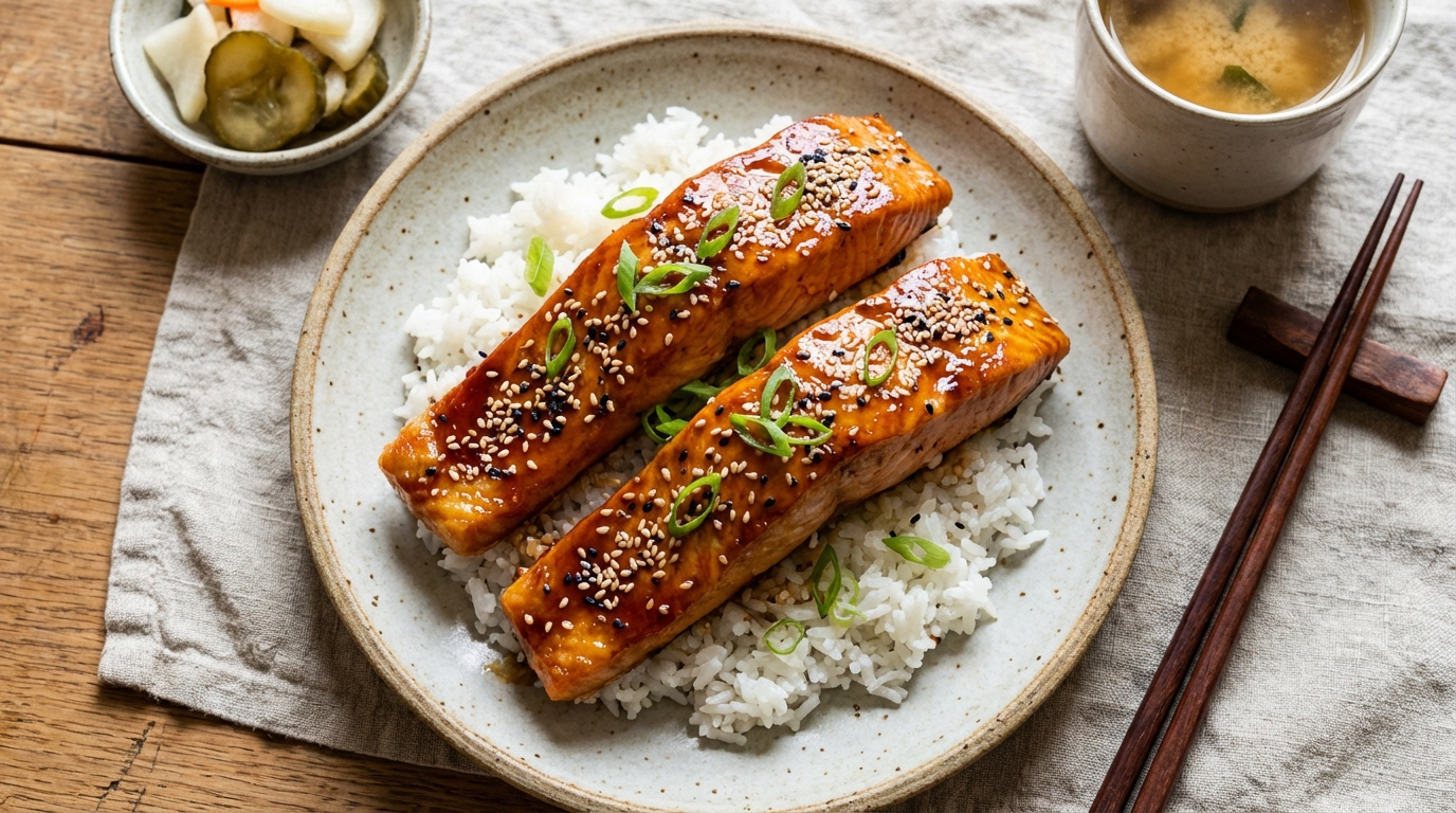 Cette recette de saumon teriyaki caramélisé : le glaçage brillant qui fait voyager vos soirs pressés