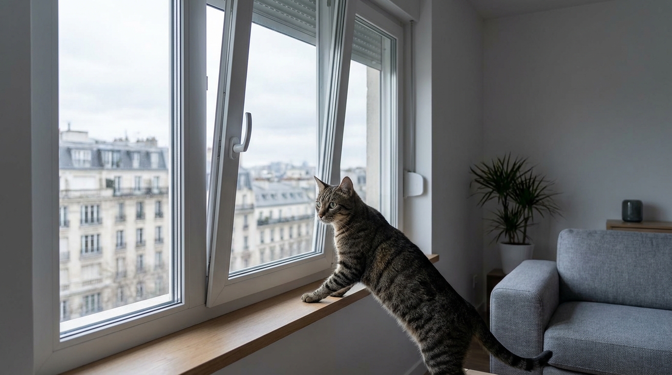 Chats d’appartement : cette fenêtre entrouverte, devenue n°1 des chutes graves en ville, vous trompe complètement