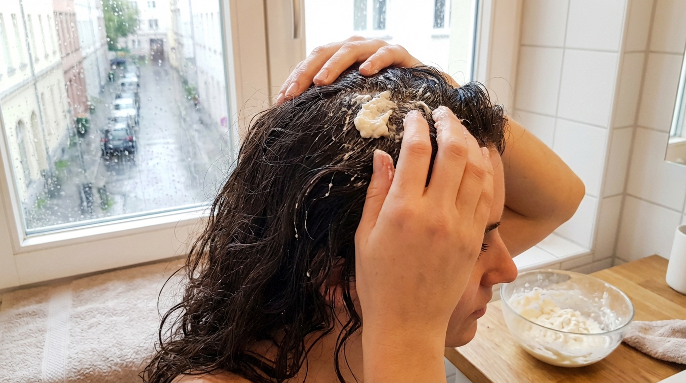 Cheveux mousseux sous la pluie ? Cette pâte à base de cet ingrédient de cuisine dompte les frisottis sans fer à lisser
