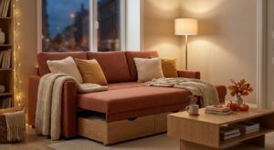 Chez Maxi Bazar, ce canapé convertible terracotta s&rsquo;arrache : 200 € en moins et un détail qui fait toute la différence