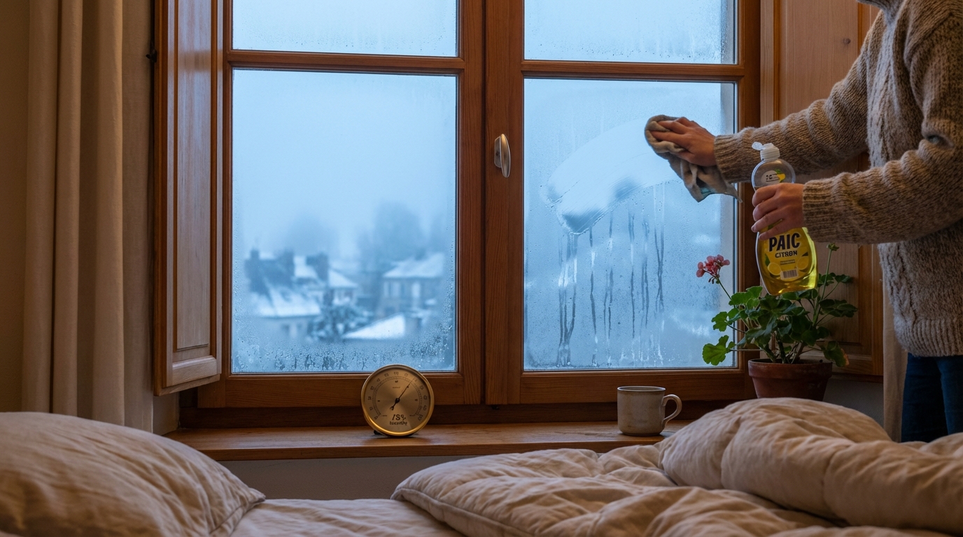 Condensation sur vos fenêtres : ce réflexe tout bête avec ce produit de cuisine qui stoppe l&rsquo;eau et les moisissures