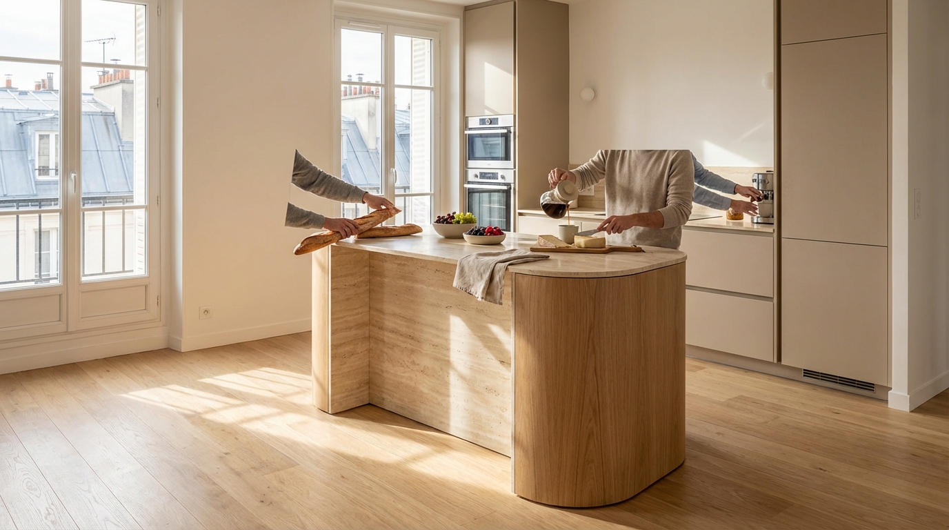 Cuisine : si votre îlot central est encore rectangulaire, voici le modèle tout en courbes que tout le monde adopte