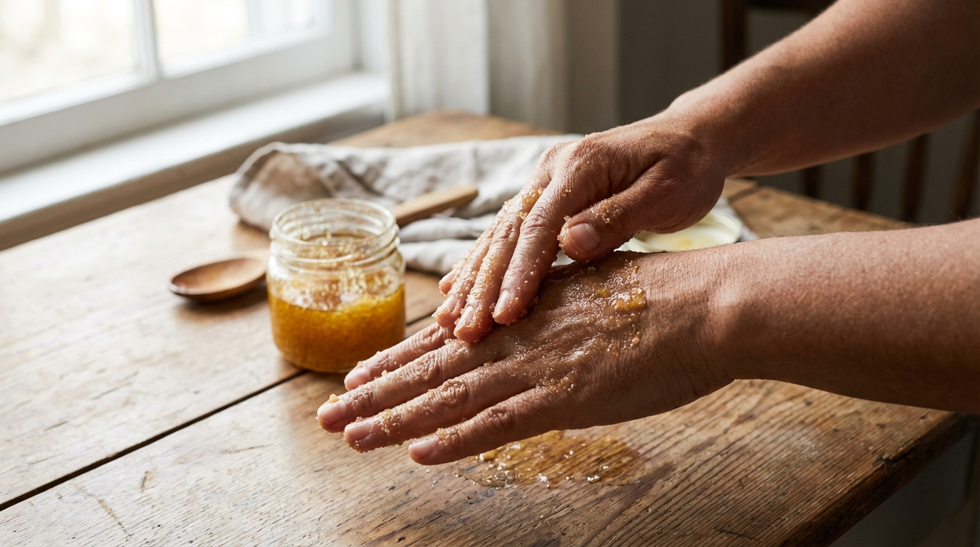 Depuis que je frotte mes mains avec ces 3 ingrédients du placard, elles ne gercent plus, même en plein hiver