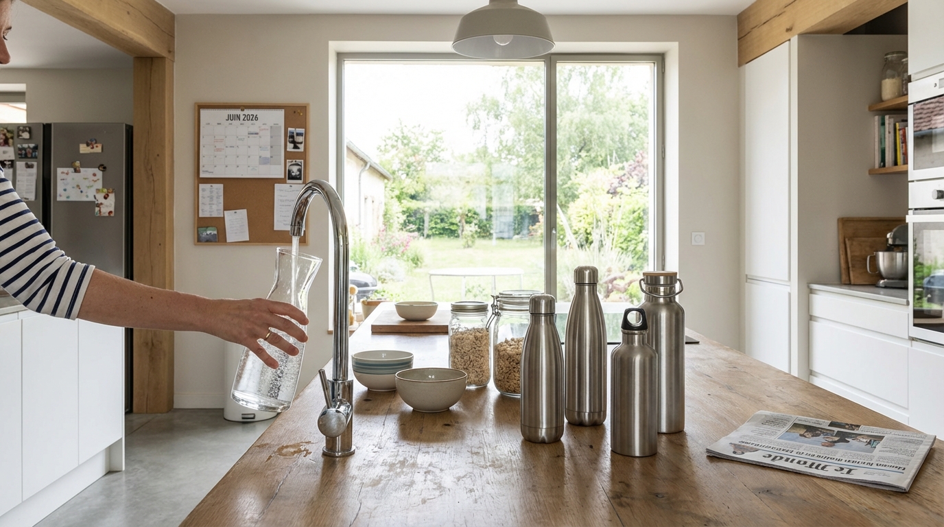 En 2026, les packs d’eau en plastique désertent les rayons : cette alternative quasi gratuite allège votre budget