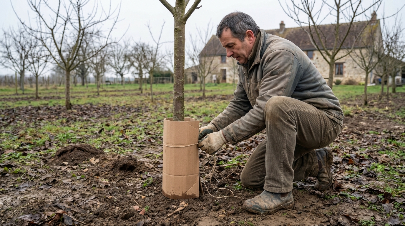 Fin d’hiver : ce déchet de colis que vous jetez protège vos jeunes fruitiers des campagnols sans chimie